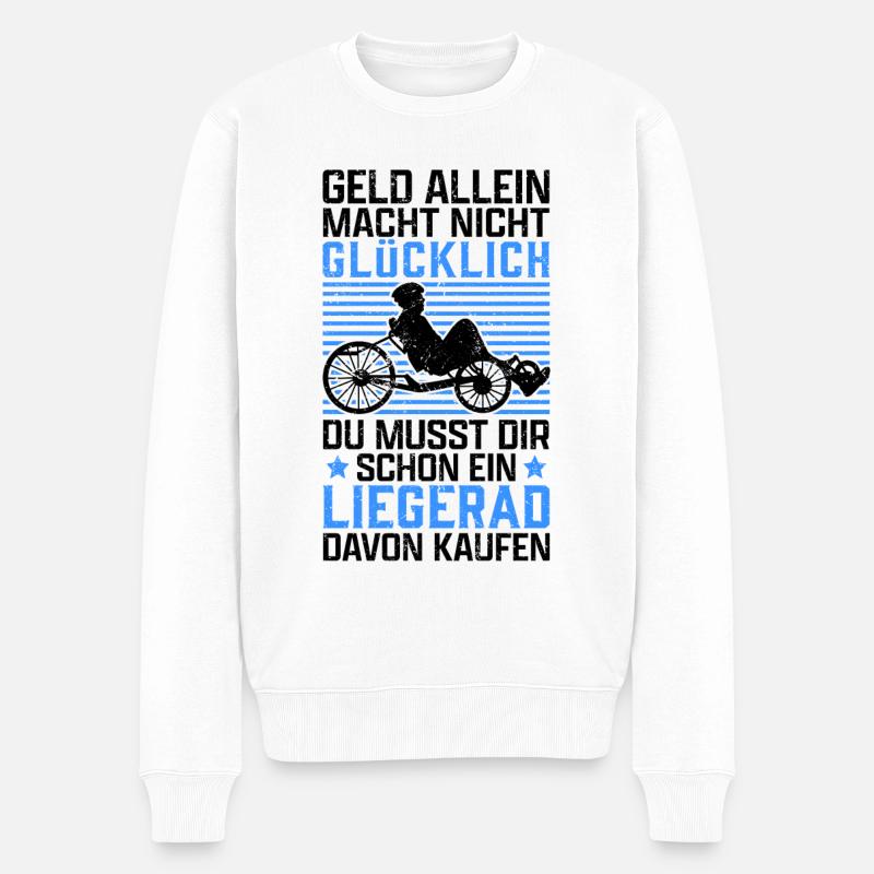 Liegerad macht glücklich Radfahrer Liegefahrrad - Männer Premium Bio Pullover - Weiß
