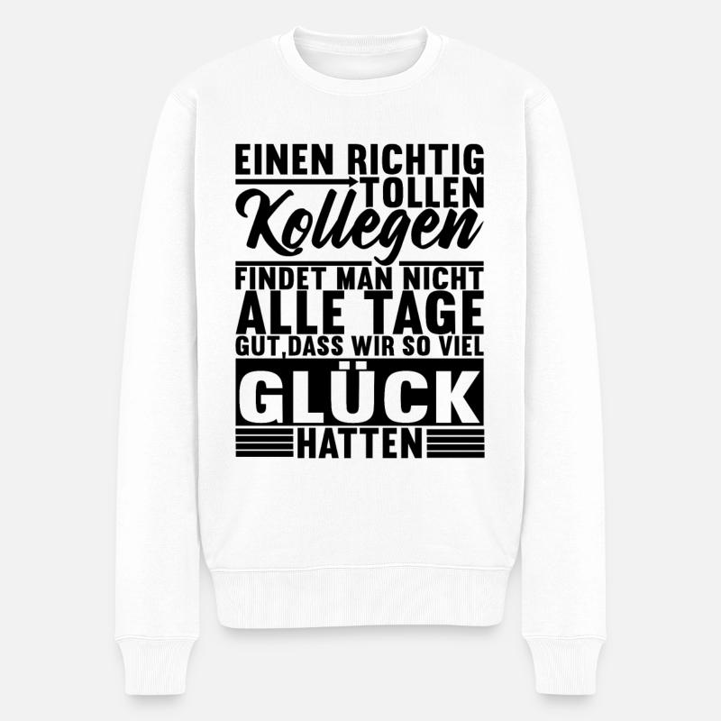 Abschiedsgeschenk Kollegen Jobwechsel - Männer Premium Bio Pullover - Weiß