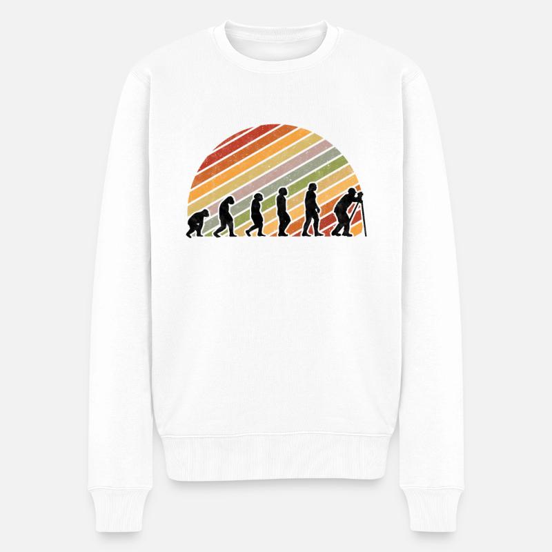 Vermessungstechniker Evolution Vermesser - Männer Premium Bio Pullover - Weiß