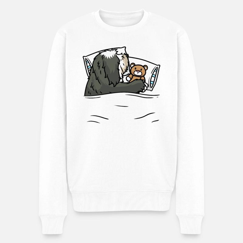 Bearded Collie Hund Offizielles Schlafshirt - Männer Premium Bio Pullover - Weiß