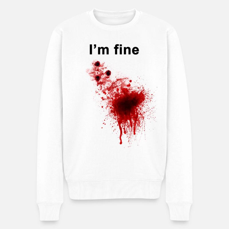 I'm Fine Zombie Kostüm Lustige Blut Witz Idee - Männer Premium Bio Pullover - Weiß