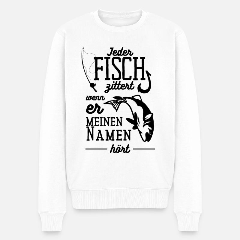 Fisch Angeln Angler Fischer Angel Haken Geschenk - Männer Premium Bio Pullover - Weiß