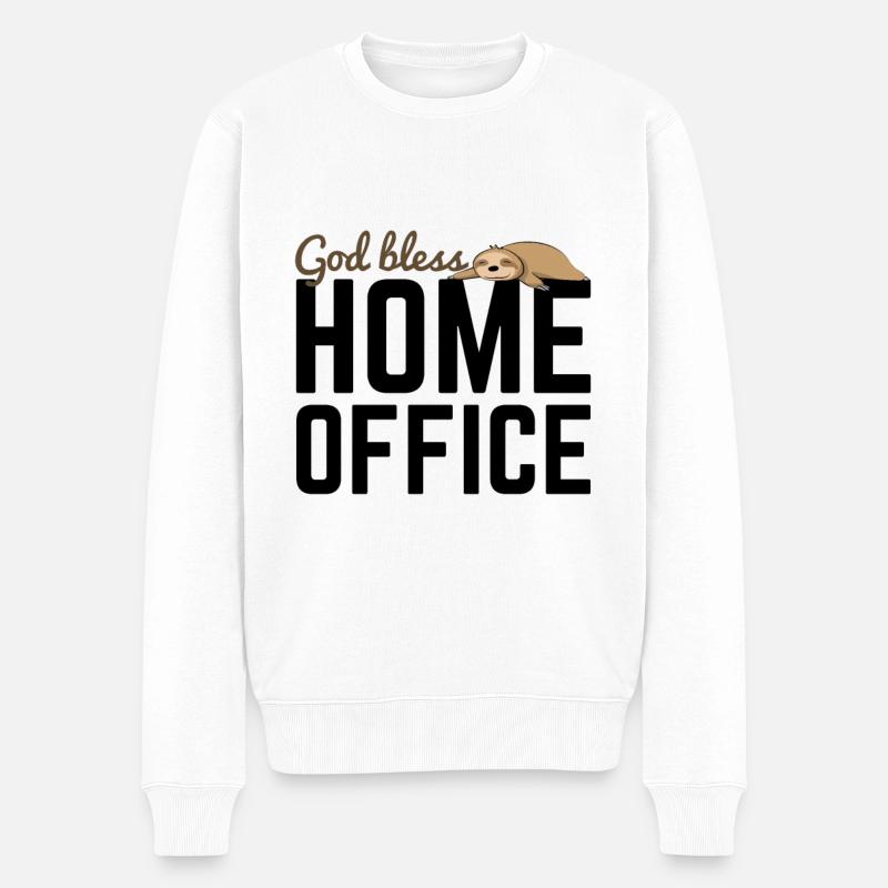 God Bless Home Office Faultier - Männer Premium Bio Pullover - Weiß