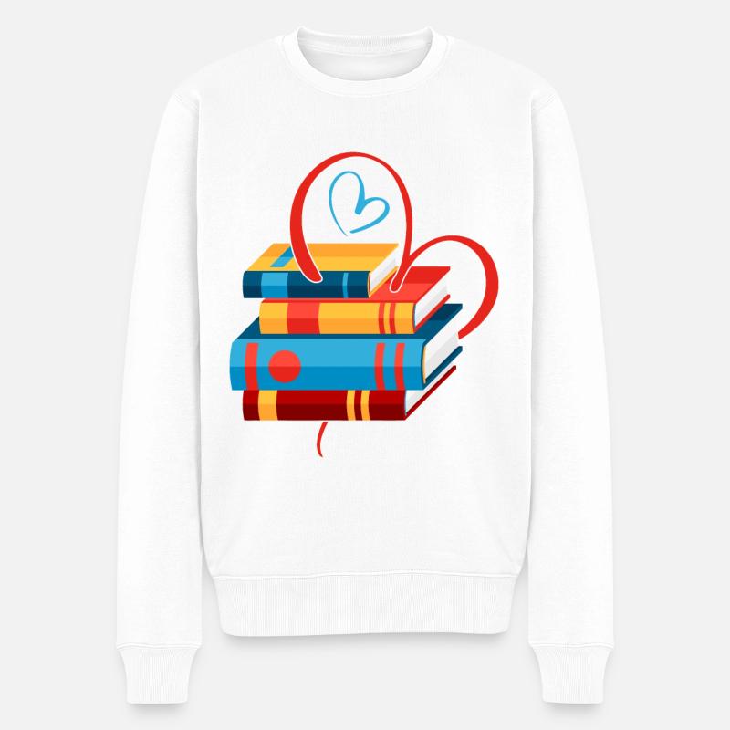 Love Reading Books - Männer Premium Bio Pullover - Weiß
