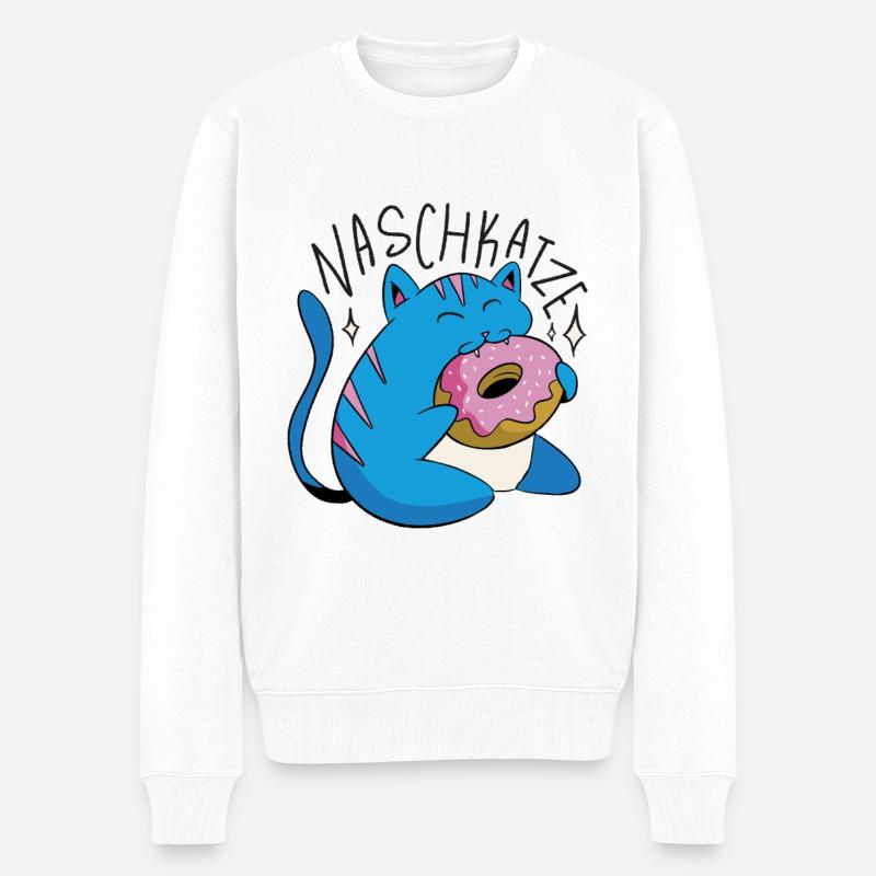Naschkatze leckermäulchen Schleckermaul Geschenk - Männer Premium Bio Pullover - Weiß