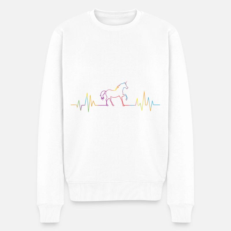 Einhorn Herzklopfen - Männer Premium Bio Pullover - Weiß