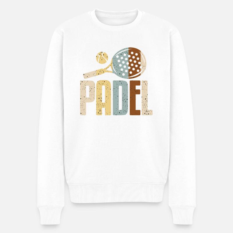 Padel Paddel Schläger Tennis Sport I Geschenk - Männer Premium Bio Pullover - Weiß