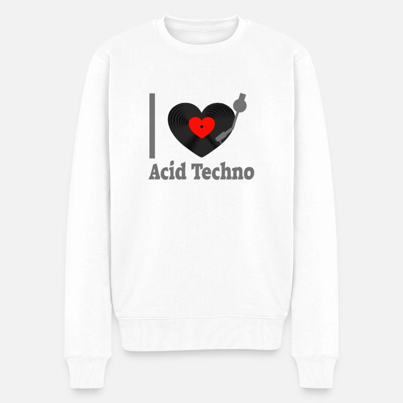 I love Acid Techno - Männer Premium Bio Pullover - Weiß
