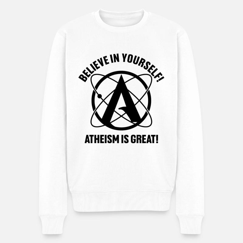 Retro-Atheism-Symbol Atheist Anti Religion - Männer Premium Bio Pullover - Weiß