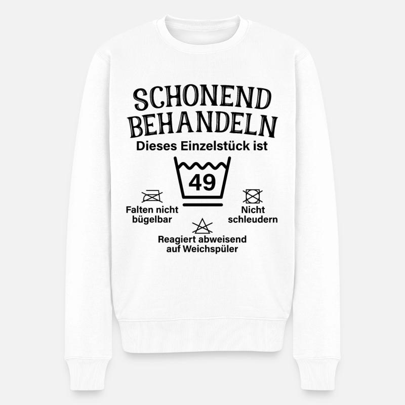 Schonend Behandeln 49. Geburtstag Einzelstück 49 - Männer Premium Bio Pullover - Weiß