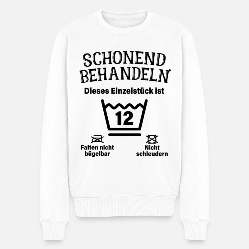 Schonend Behandeln 12. Geburtstag Einzelstück 12 - Männer Premium Bio Pullover - Weiß