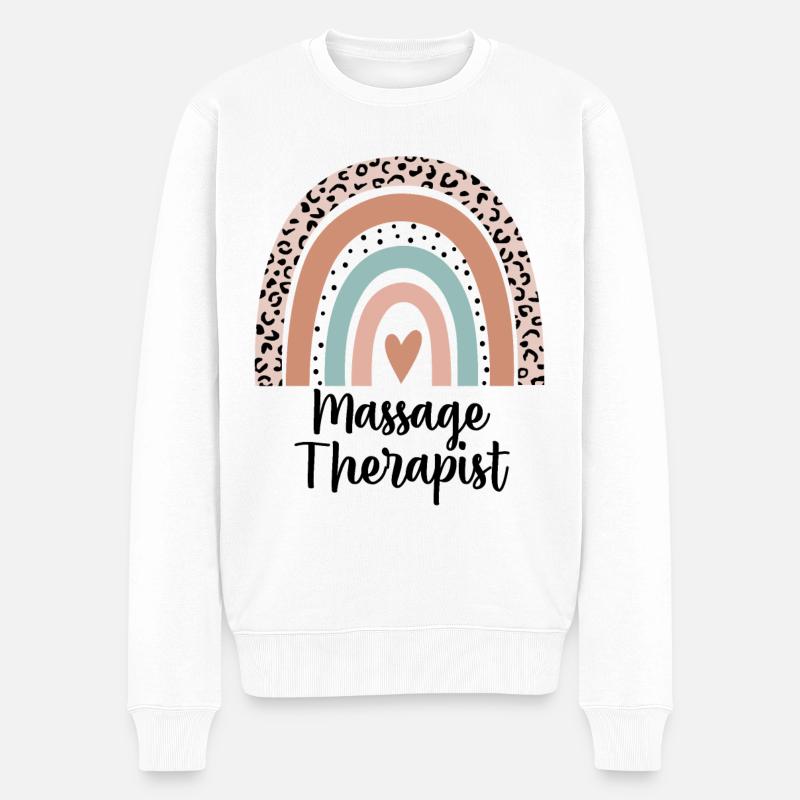 Massagetherapeut Regenbogen Leopard Lustiges Geschenk - Männer Premium Bio Pullover - Weiß