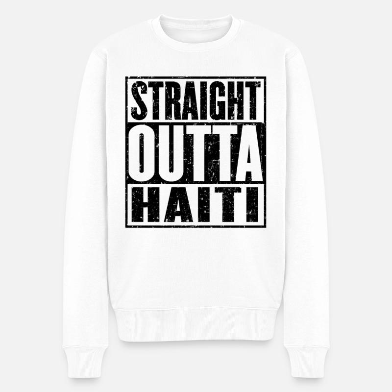 Straight Outta Haïti - Pull Premium bio Homme - blanc