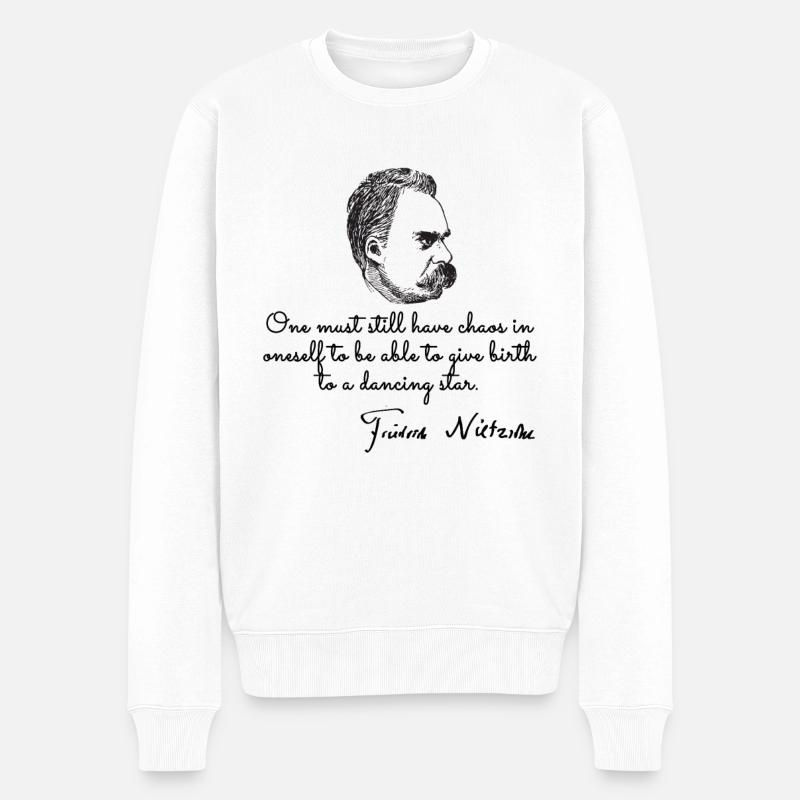 Philosopher nietzsche - Männer Premium Bio Pullover - Weiß