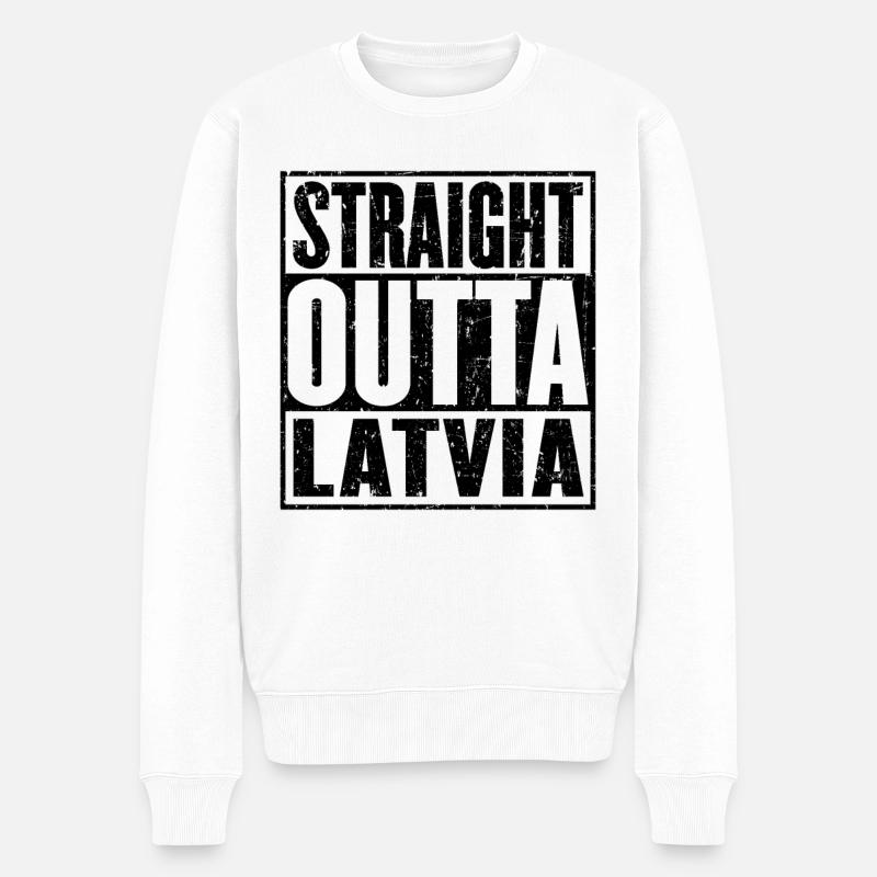 Straight Outta Lettland - Männer Premium Bio Pullover - Weiß