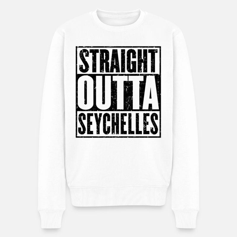 Gerade Outta Seychellen - Männer Premium Bio Pullover - Weiß