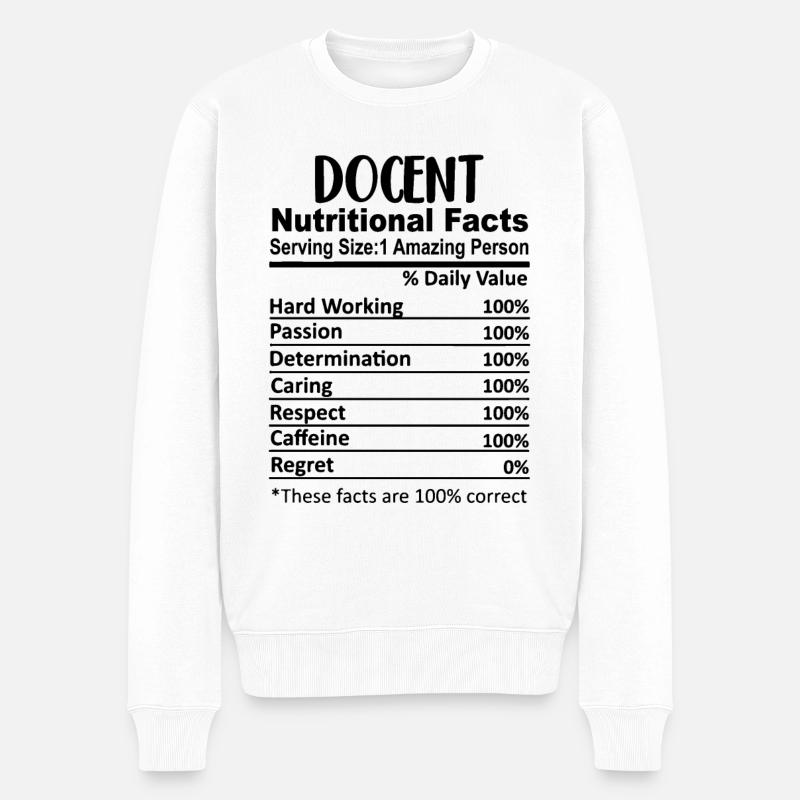 Docent Nährwertangaben lustig - Männer Premium Bio Pullover - Weiß