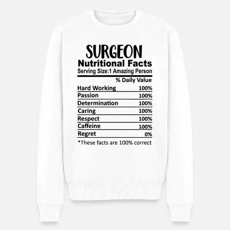 Faits nutritionnels du chirurgien Drôle - Pull Premium bio Homme - blanc