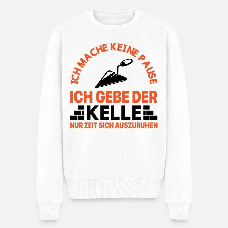 Maurer Lustige Sprüche - Männer Premium Bio Pullover - Weiß