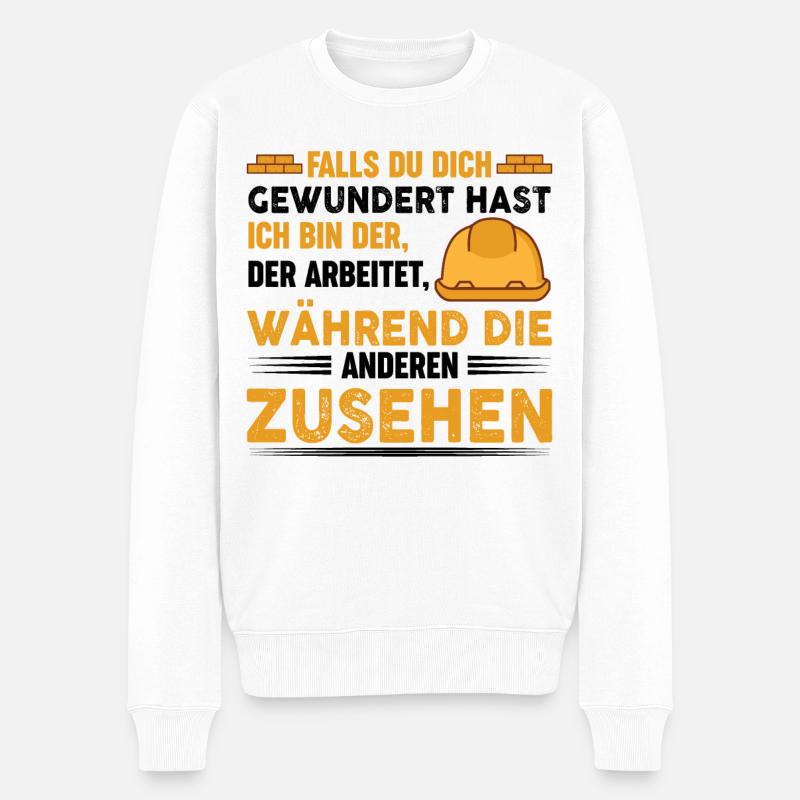 Maurer Lustige Sprüche - Männer Premium Bio Pullover - Weiß