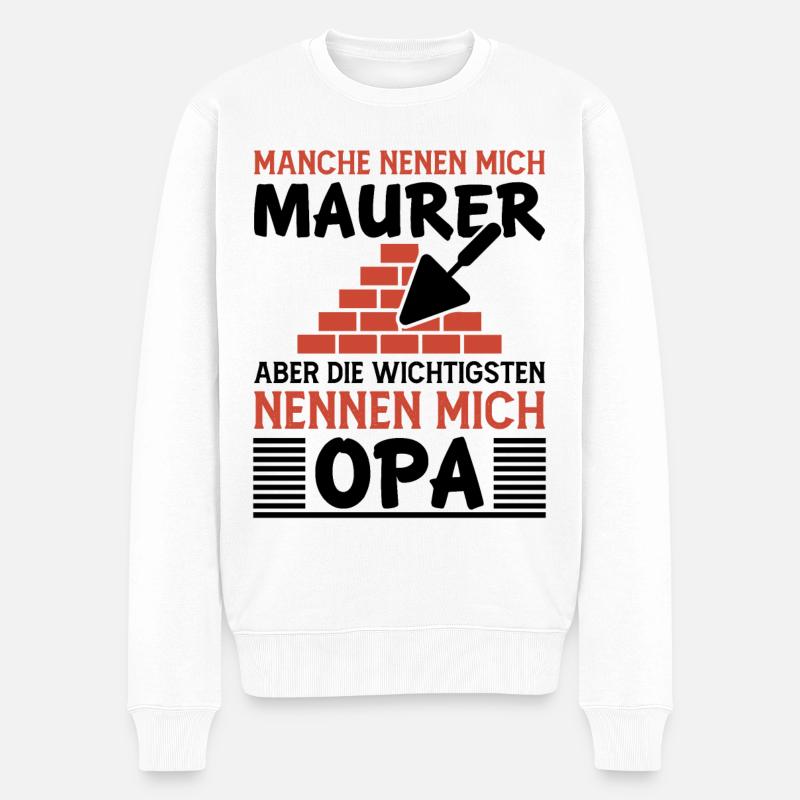 Maurer Lustige Sprüche - Männer Premium Bio Pullover - Weiß