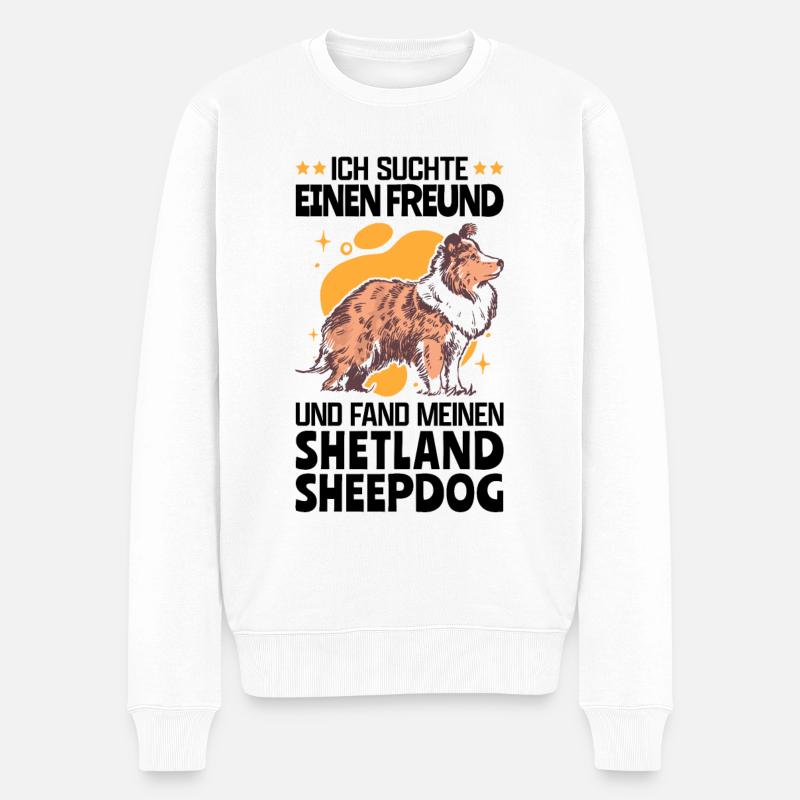 Freund gesucht und Shetland Sheepdog gefunden - Männer Premium Bio Pullover - Weiß