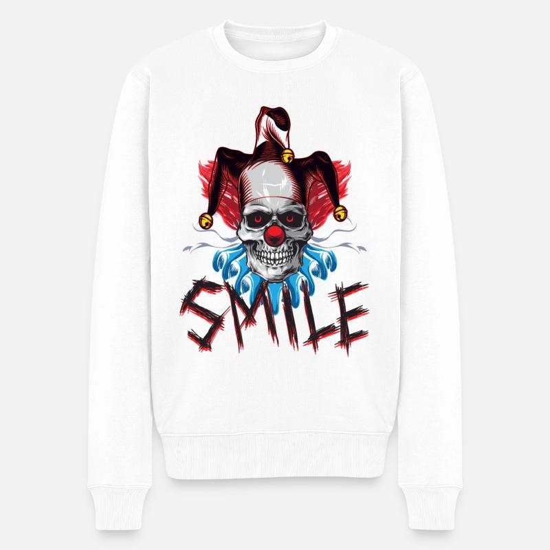 Lachender Clown - Männer Premium Bio Pullover - Weiß
