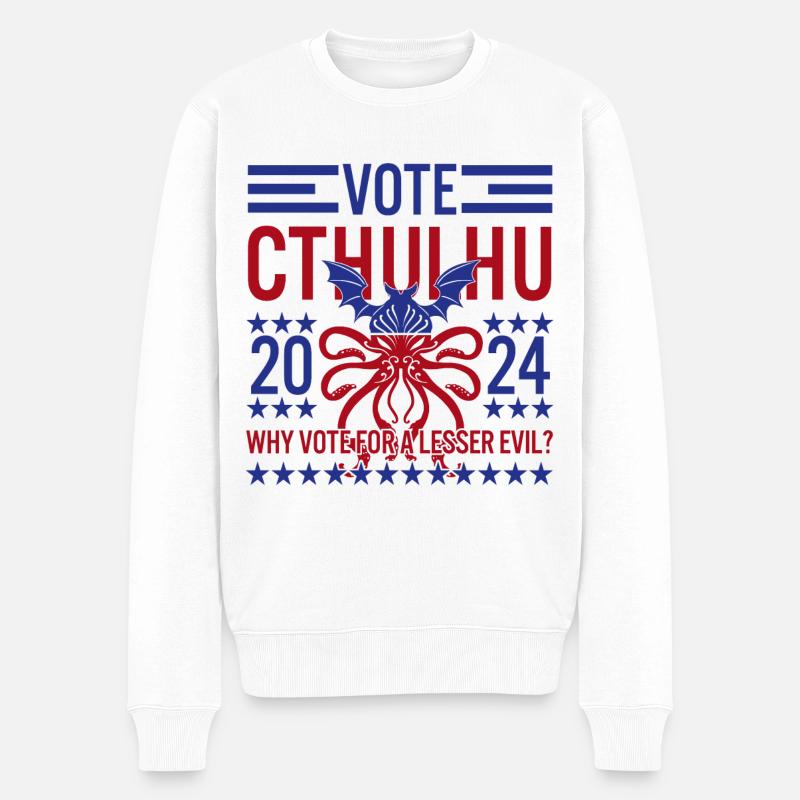 Wählen Sie Cthulhu 2024 Funny Election Lovecraftian Geschenk - Männer Premium Bio Pullover - Weiß