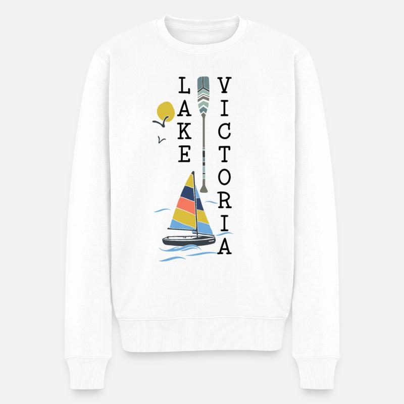 Lake Victoria Urlaub Lake House Boots Geschenk - Männer Premium Bio Pullover - Weiß