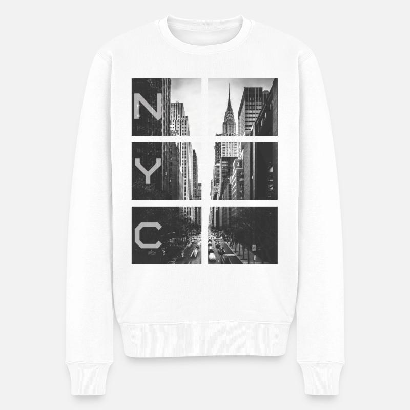 New Yorker Plätze - Männer Premium Bio Pullover - Weiß