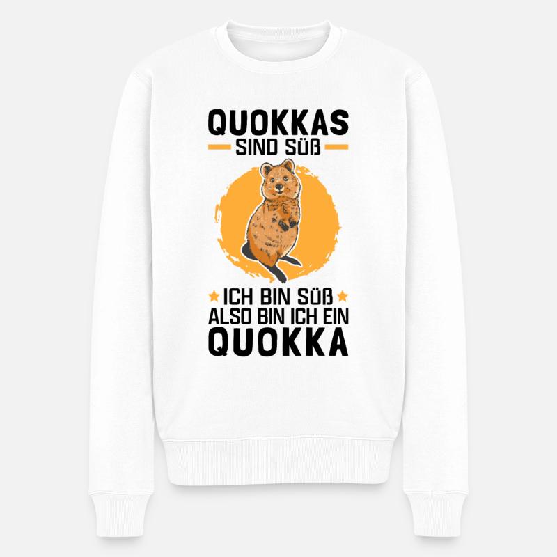 Quokkas sind süß Kurzschwanzkänguru - Männer Premium Bio Pullover - Weiß