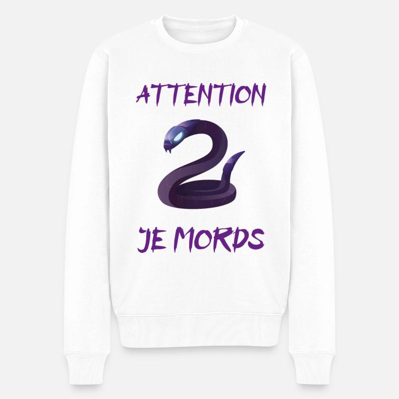 Faites attention je mords - Pull Premium bio Homme - blanc
