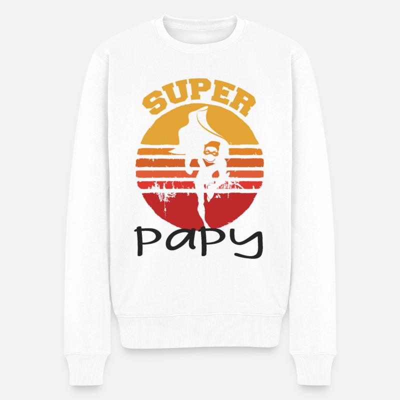 Super papy - Pull Premium bio Homme - blanc