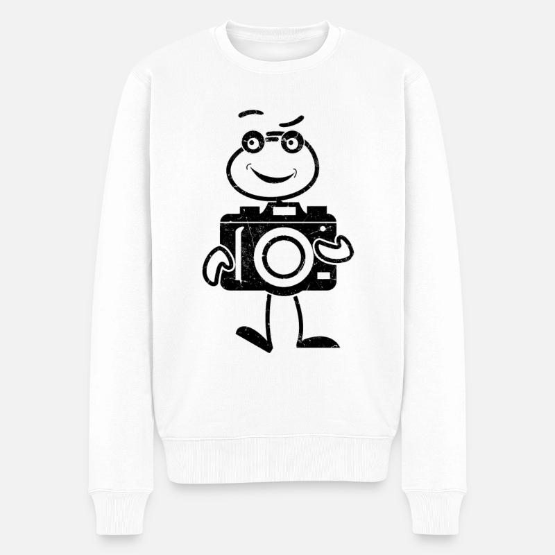 Foto Kamera Fotograf Strichmännchenfotograf - Männer Premium Bio Pullover - Weiß
