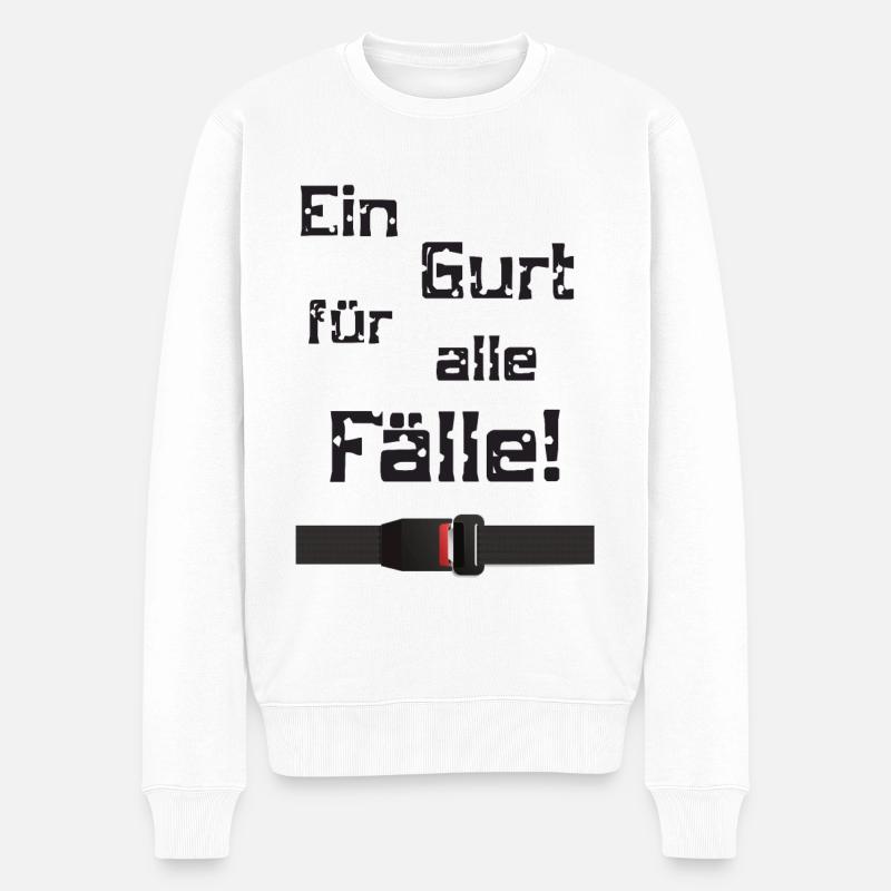 Ein Gurt für alle Fälle - Männer Premium Bio Pullover - Weiß