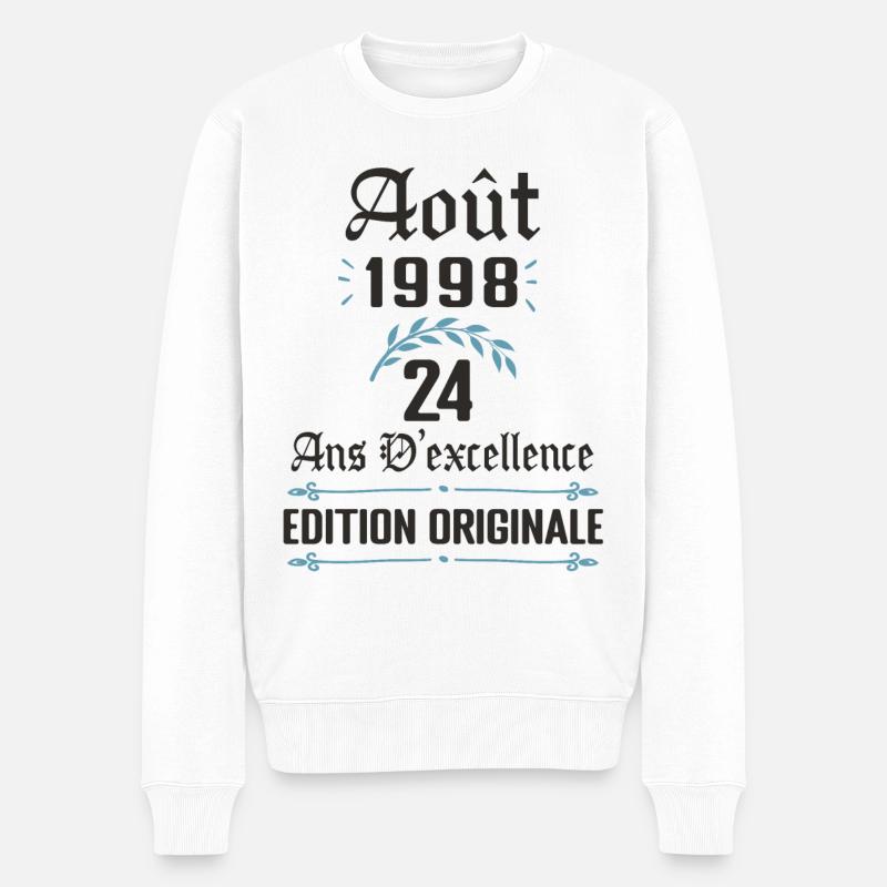 24 ans anniversaire aout 1998 - Pull Premium bio Homme - blanc