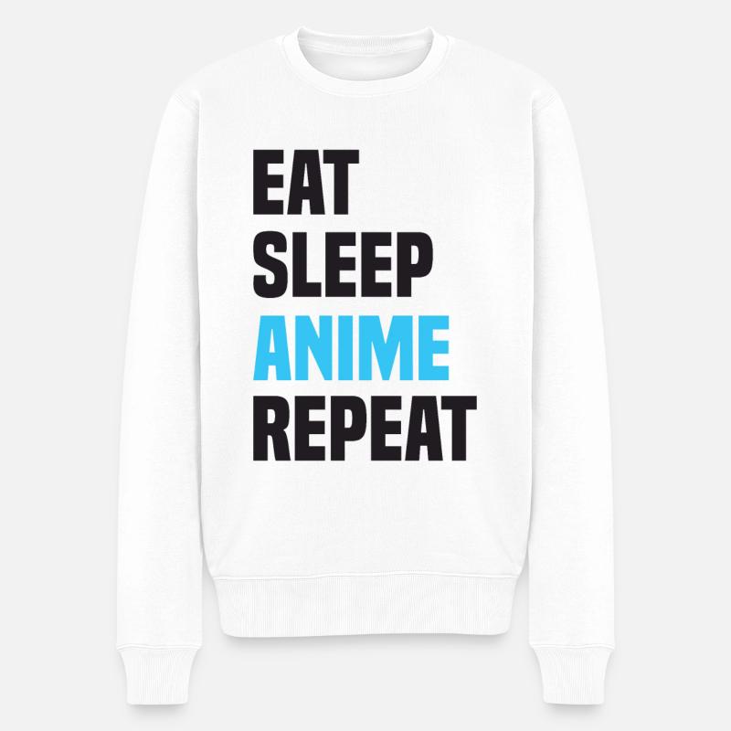 Eat Sleep Anime Repeat - Männer Premium Bio Pullover - Weiß