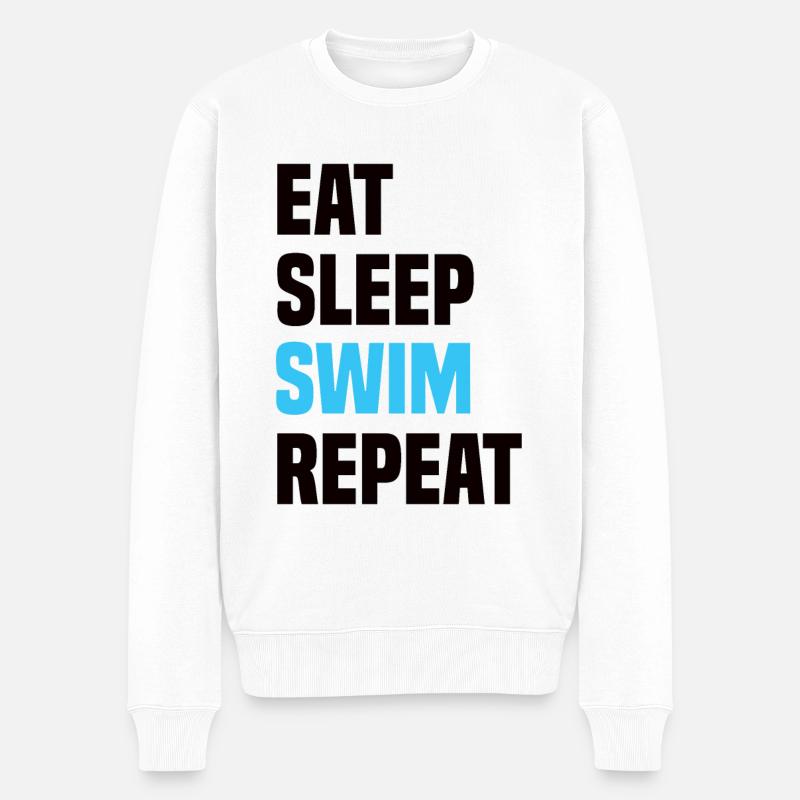 Eat Sleep Swim Repeat - Männer Premium Bio Pullover - Weiß