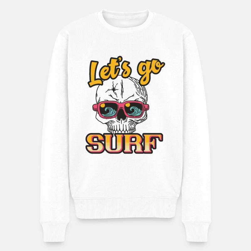 Surfen - Männer Premium Bio Pullover - Weiß