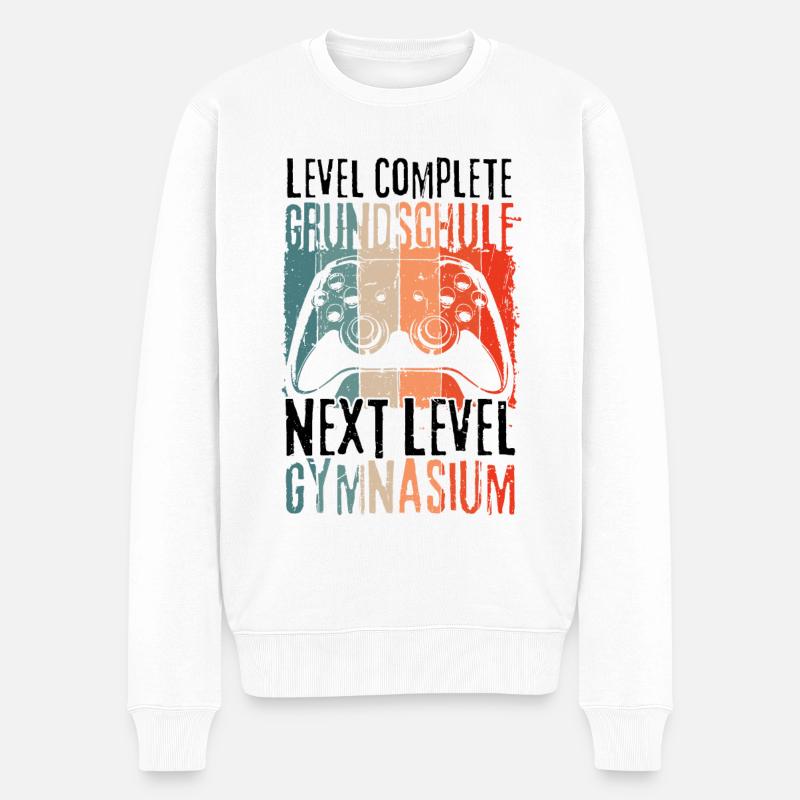 Level Complete Grundschule Einschulung Gymnasium - Männer Premium Bio Pullover - Weiß