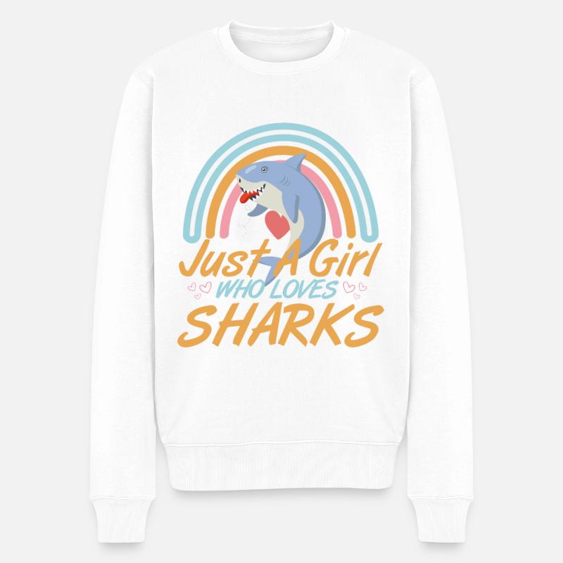 La fille aime les requins - Pull Premium bio Homme - blanc