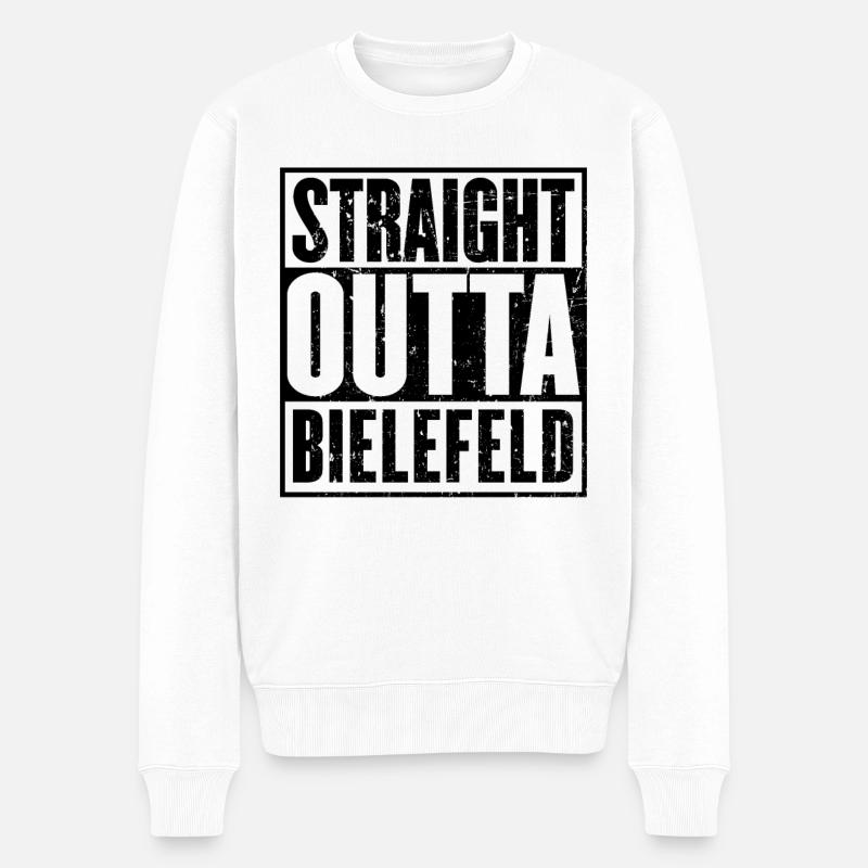 Gerade Outta Bielefeld - Männer Premium Bio Pullover - Weiß