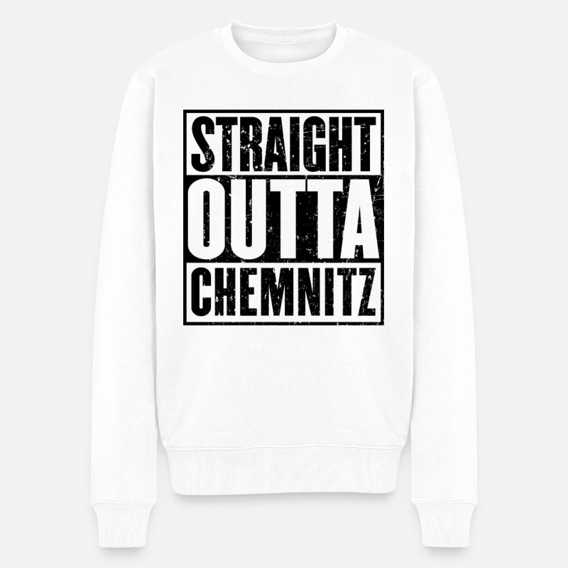 Gerade Outta Chemnitz - Männer Premium Bio Pullover - Weiß