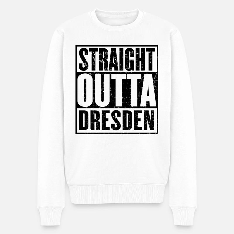 Gerade Outta Dresden - Männer Premium Bio Pullover - Weiß
