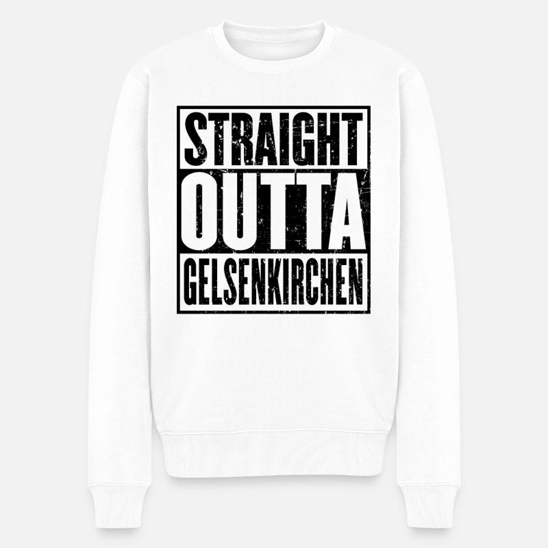 Gerade Outta Gelsenkirchen - Männer Premium Bio Pullover - Weiß