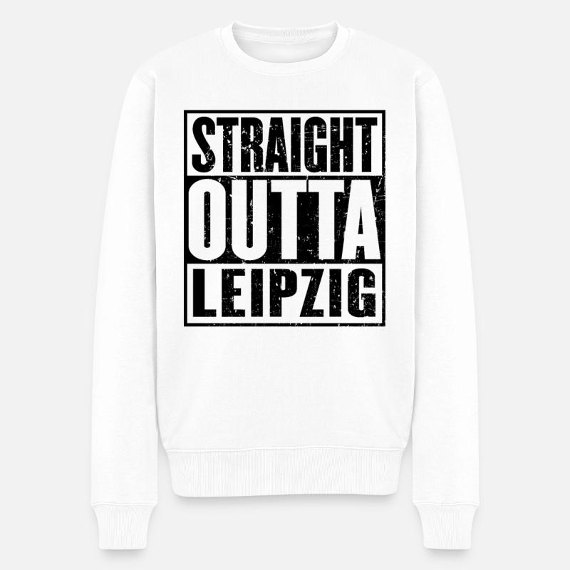 Straight Outta Leipzig - Männer Premium Bio Pullover - Weiß