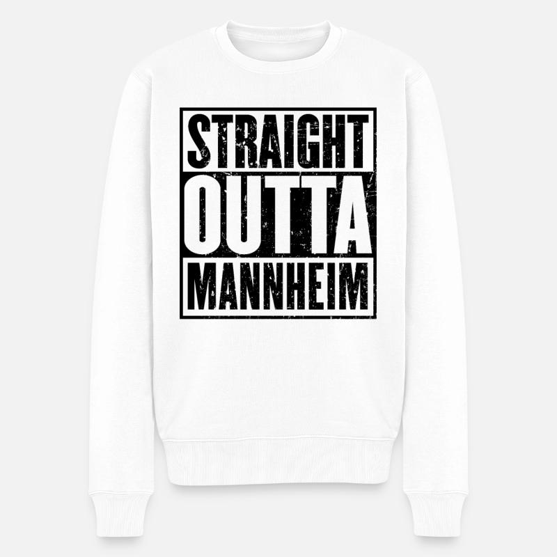 Gerade Outta Mannheim - Männer Premium Bio Pullover - Weiß