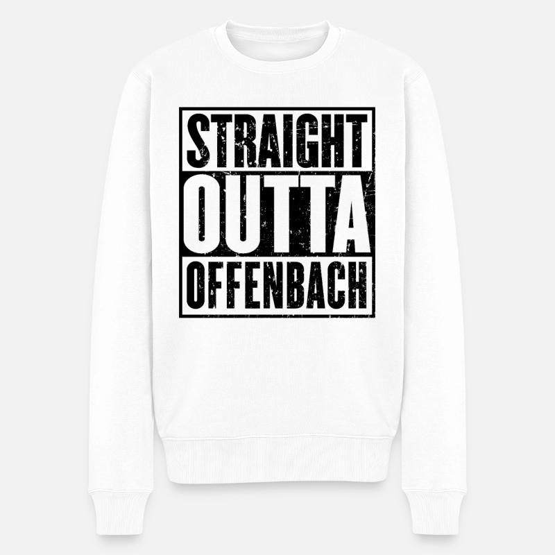 Gerade Outta Offenbach - Männer Premium Bio Pullover - Weiß