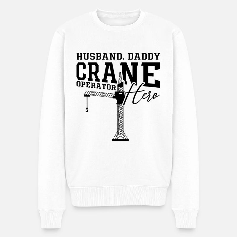 Kranführer Kranfahrer Bauarbeiter Bau Geschenkidee - Männer Premium Bio Pullover - Weiß