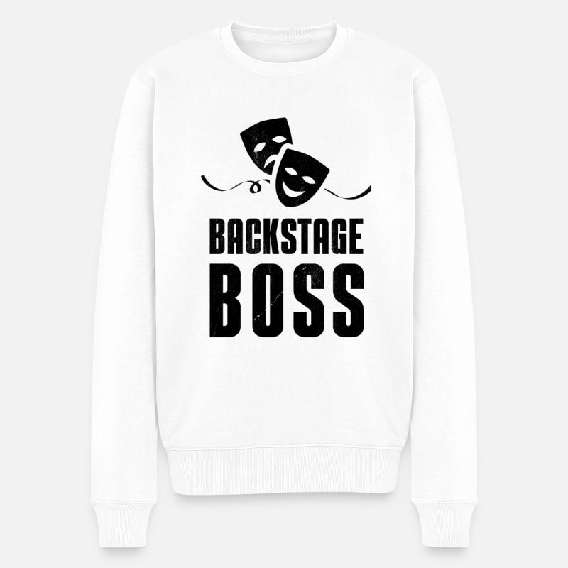 Theater Bühne Backstage Boss Crew Bühnentechniker - Männer Premium Bio Pullover - Weiß